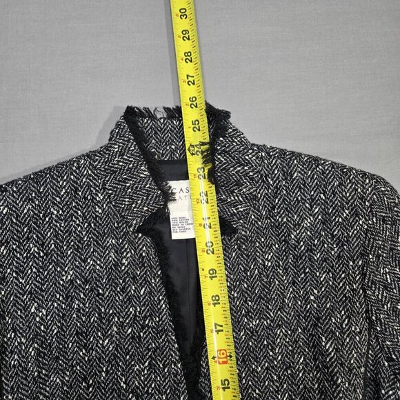Doncaster Collection Blazer‎ Women's Size 8P Black Tweed Fringe Wool Blend - Picture 14 of 16